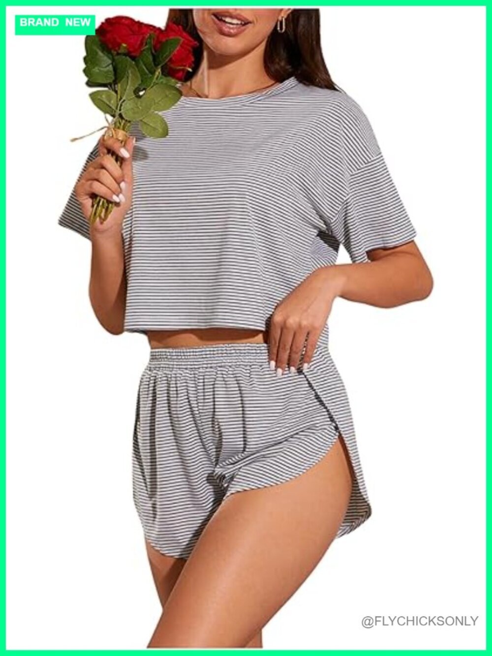 Women's Pajama Set 2 Piece Cute Striped Lounge Shorts